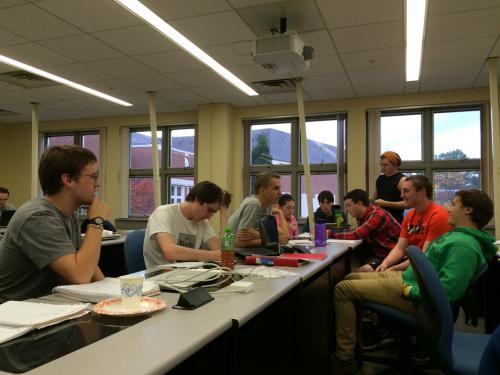 Students working at desk in Dr.Farbody 7