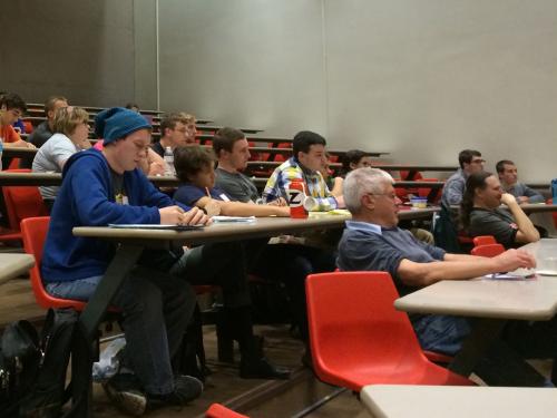 Students working at desk in Dr.Farbody 9