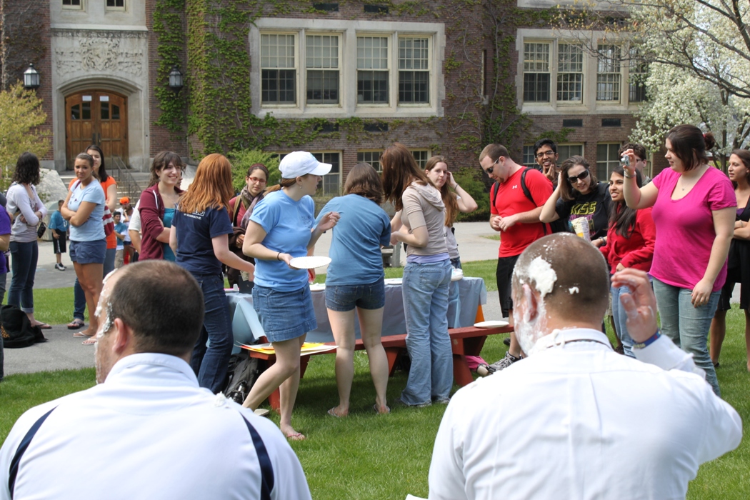 Pi in the face for autism event: students with pies2