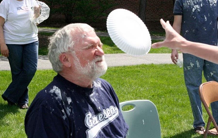 gary towsley being pied in the face