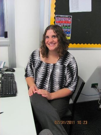 A Student teacher at their desk.