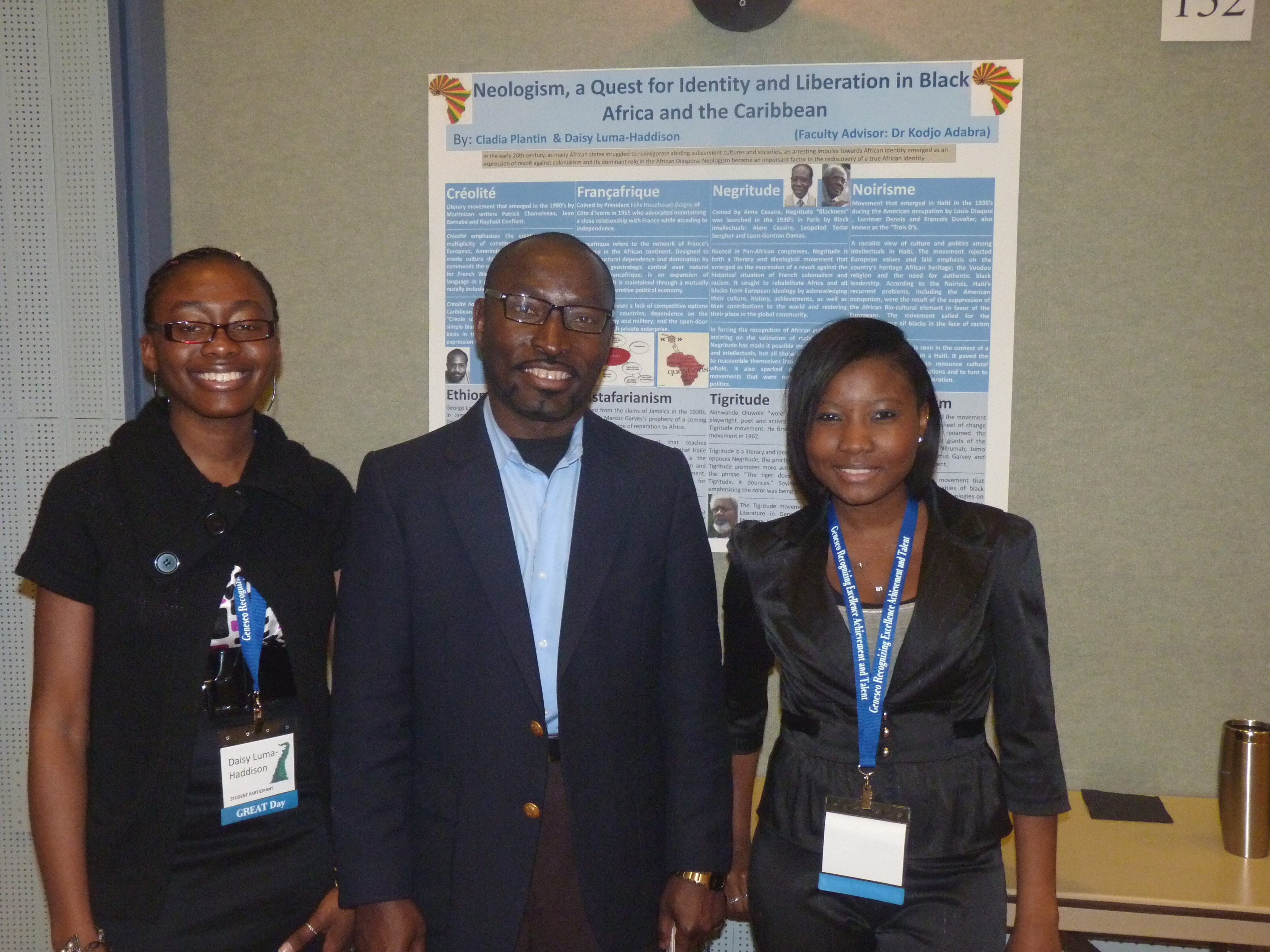 Photo of Dr. Adabra and two students research mentees