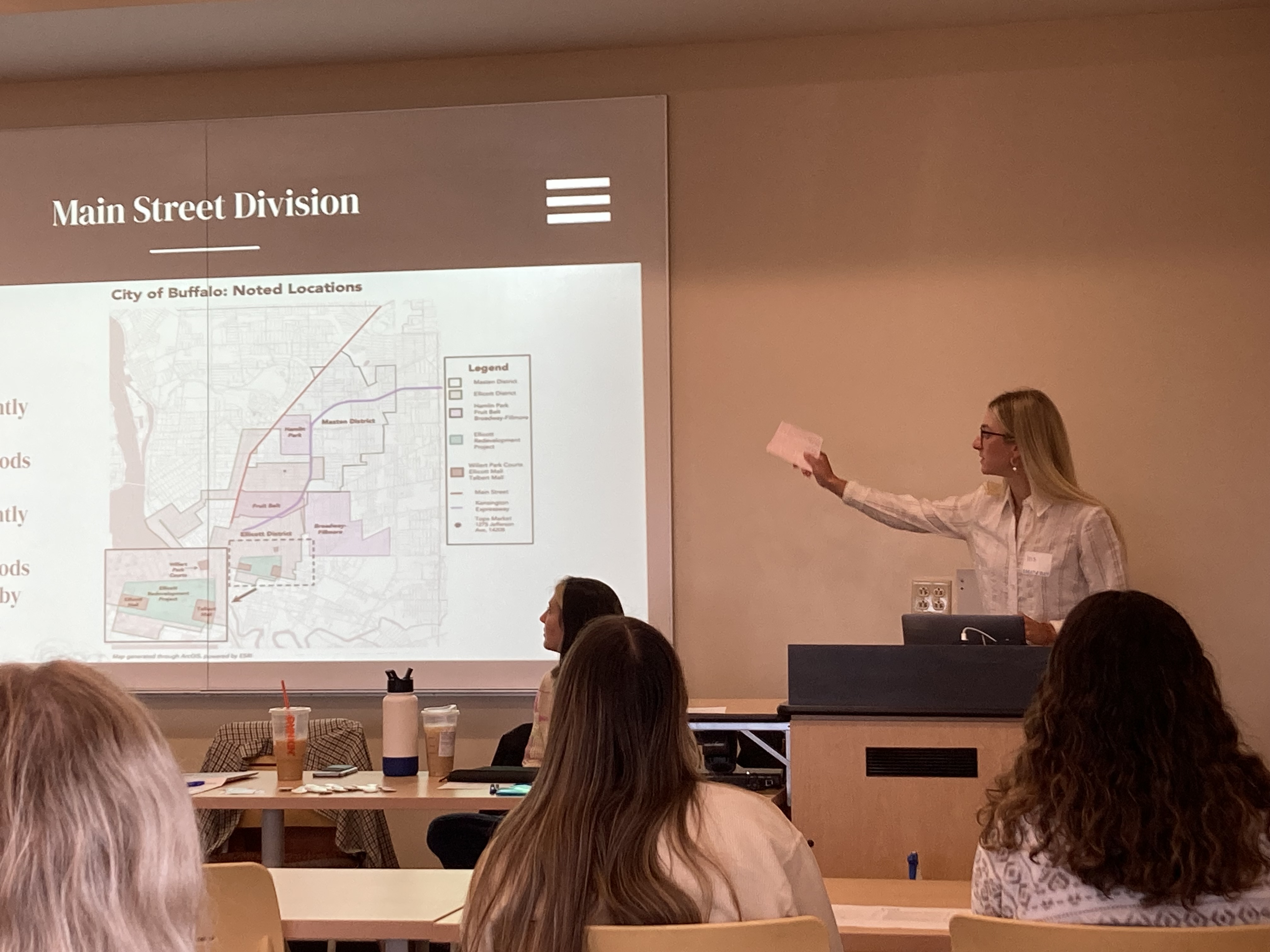 student giving presentation