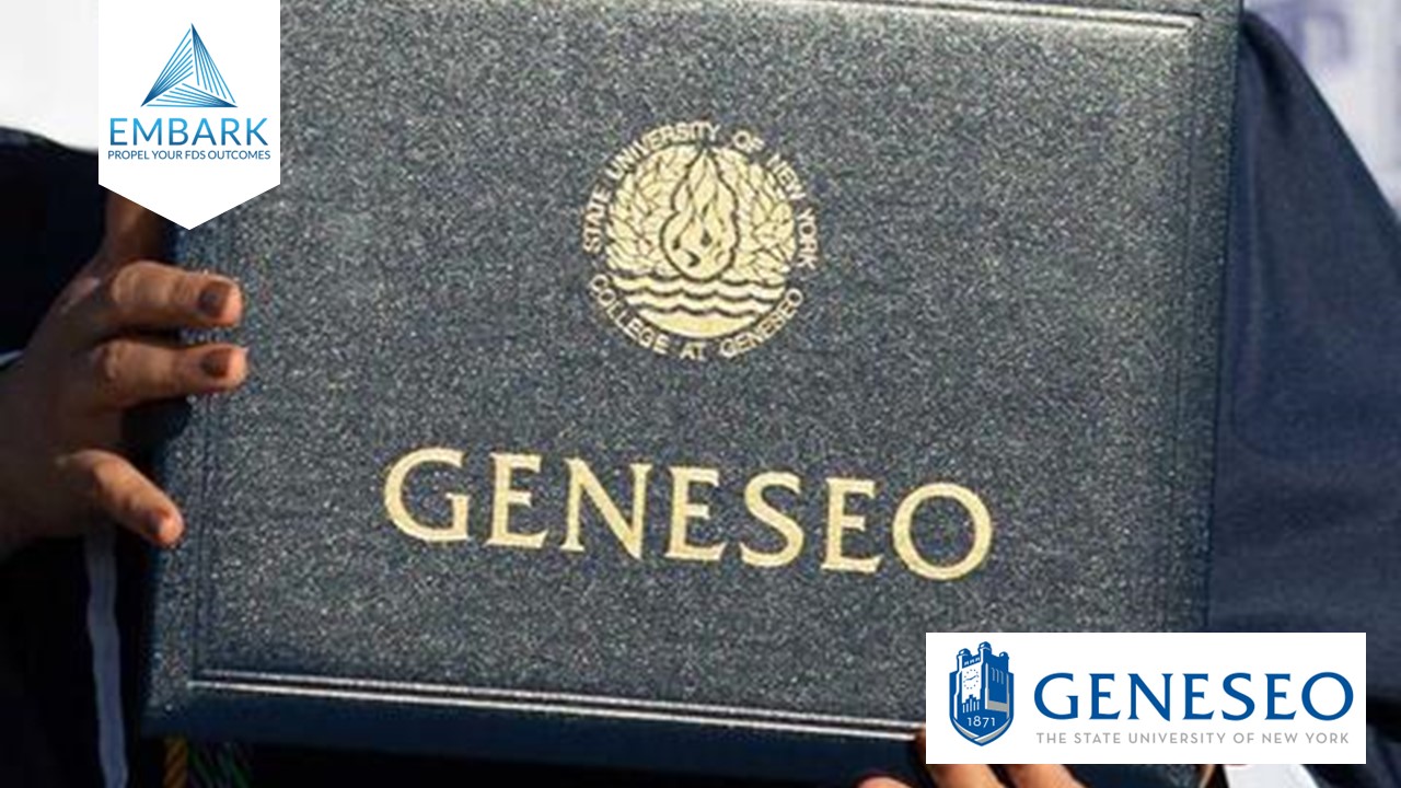 Geneseo logo and EMBARK logo.