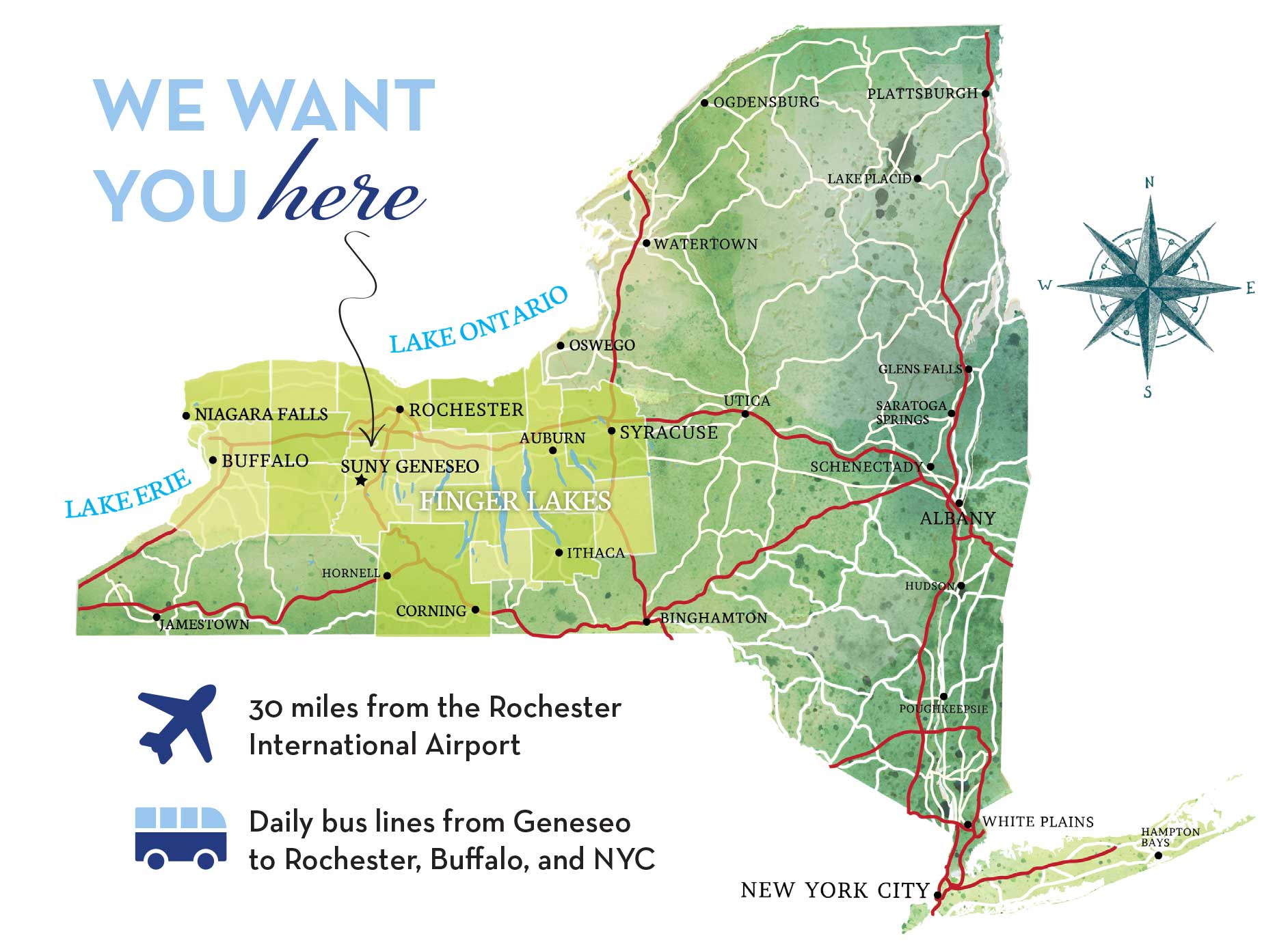 SUNY Geneseo location in New York State