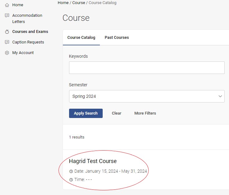 Hagrid Test Course with a red circle around it