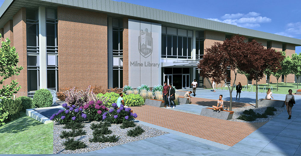 Rendering of renovated Milne Library