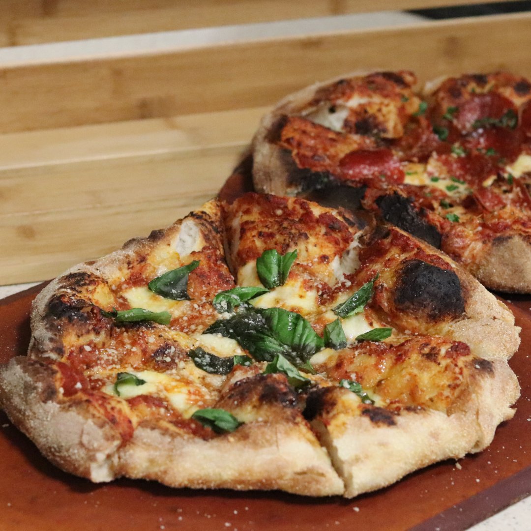 Stone fired margherita pizza