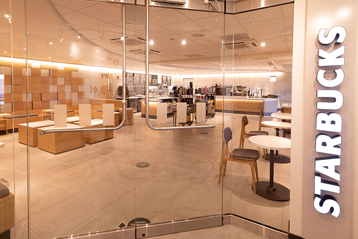 The entrance to Starbucks in the MacVittie College Union.