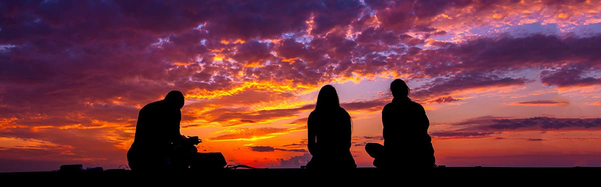 Students watching sunset