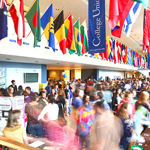 Student in the college union