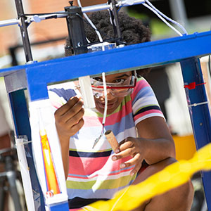 Student conducting field research