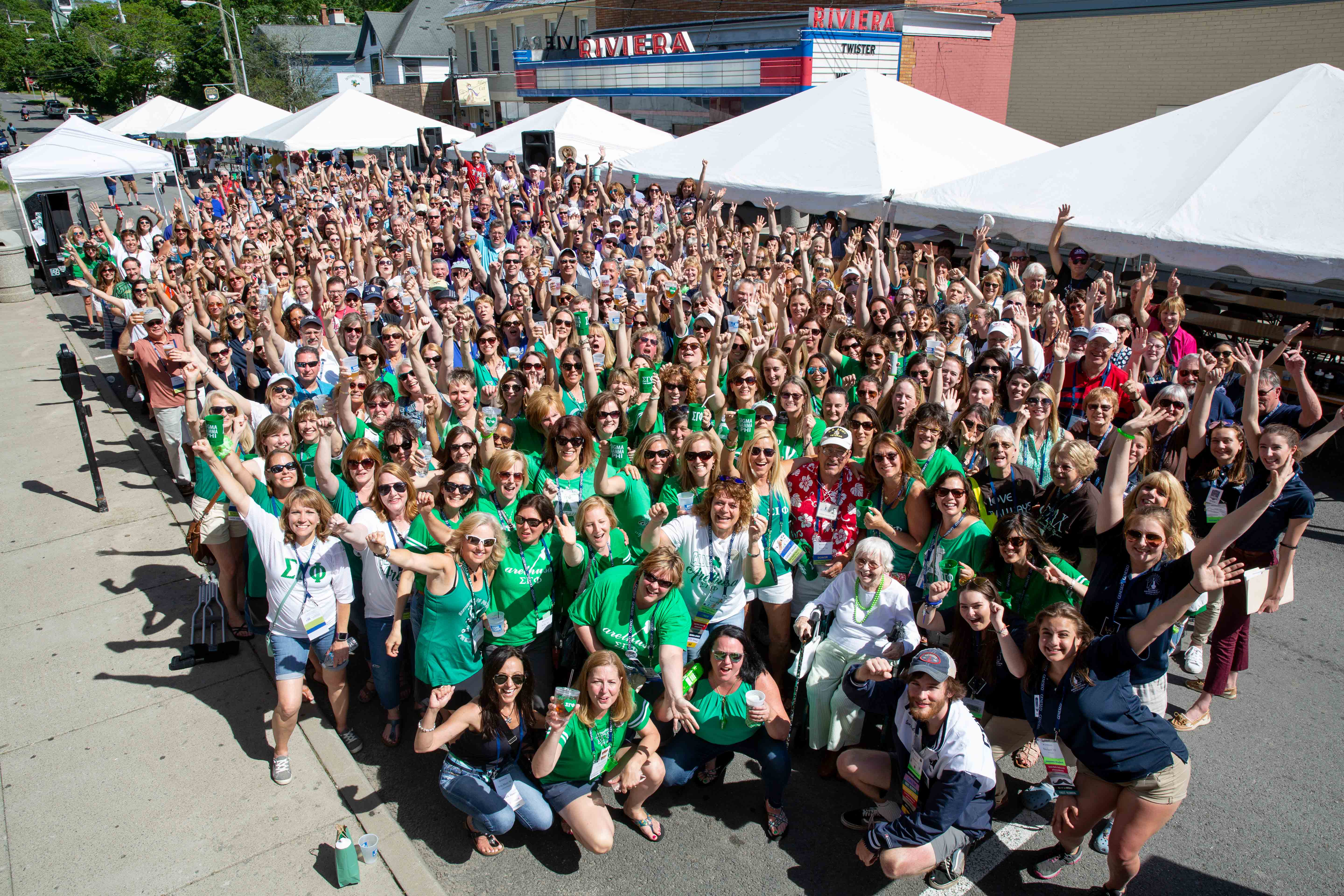 Group of alumni at the Reunion block party in 2019