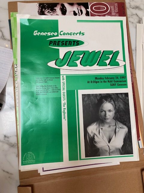 Promotional poster for Jewel's campus concert.