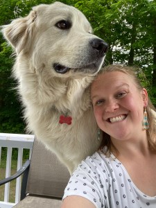 Larkin Kimmerer Podsiedlik ’09 and her dog, Bear