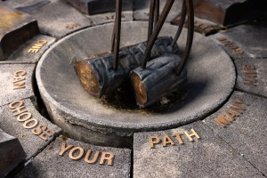 Choose Your Path showing on the sculpture