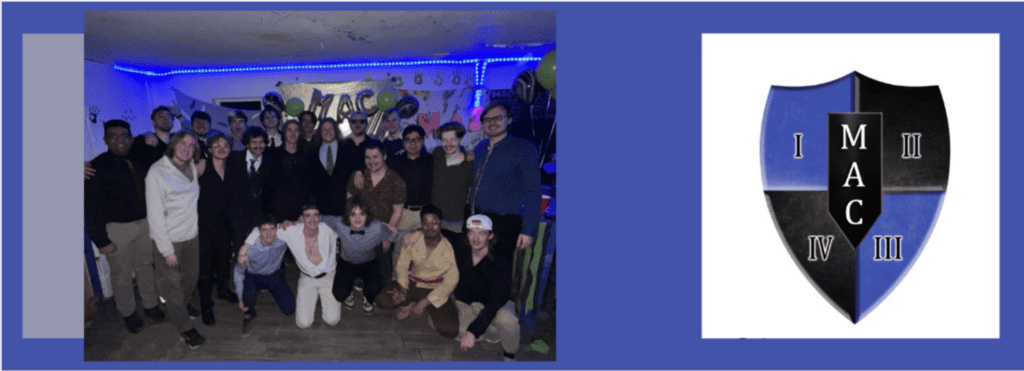 A group of Men of Action and Change members together and the Men of Action and Change logo.