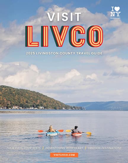 Screenshot 2025-04-15 at 2.47.58 PM Cover Image of Visit LivCo guide showing kayakers on Conesus Lake