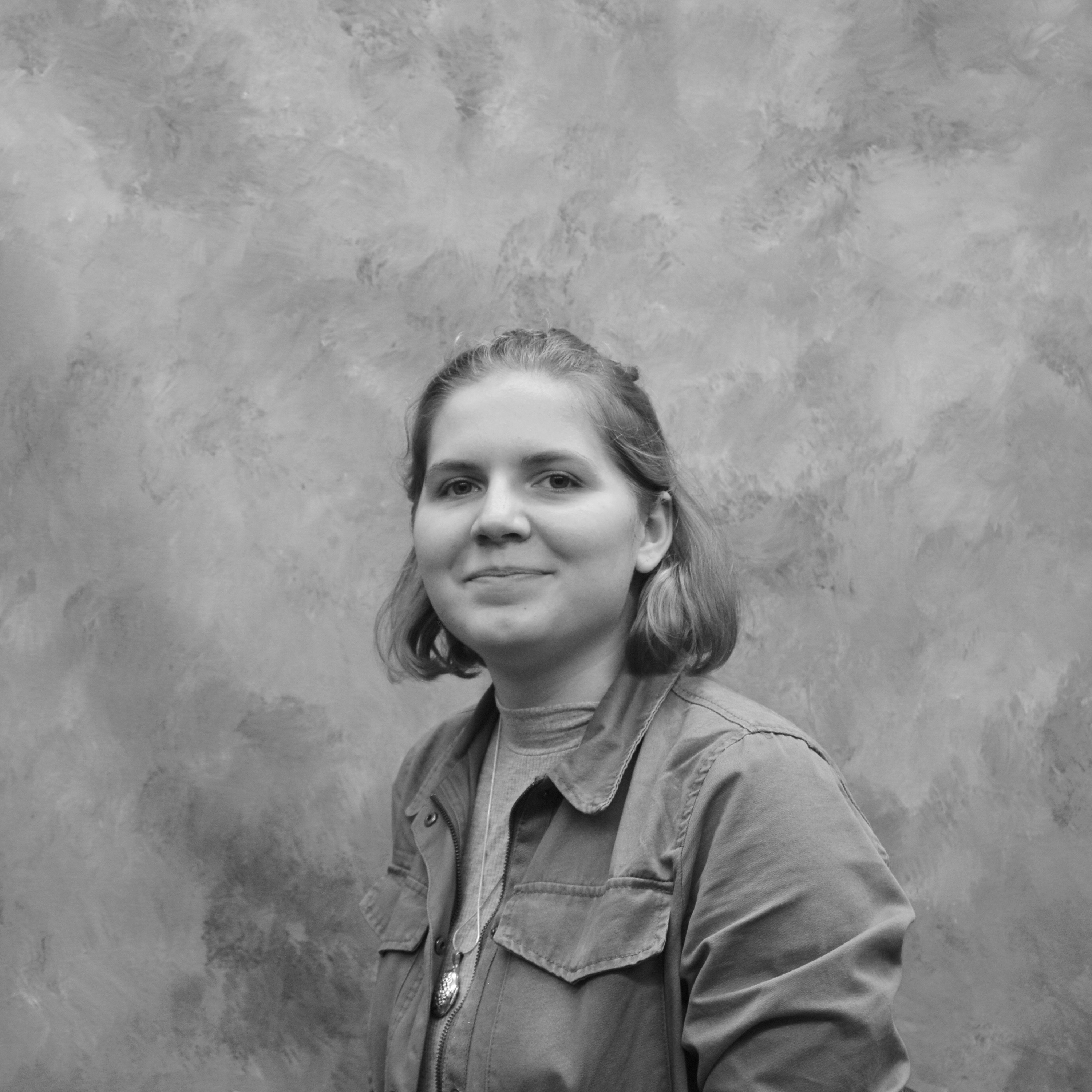 Becca Sisson in a black and white photograph