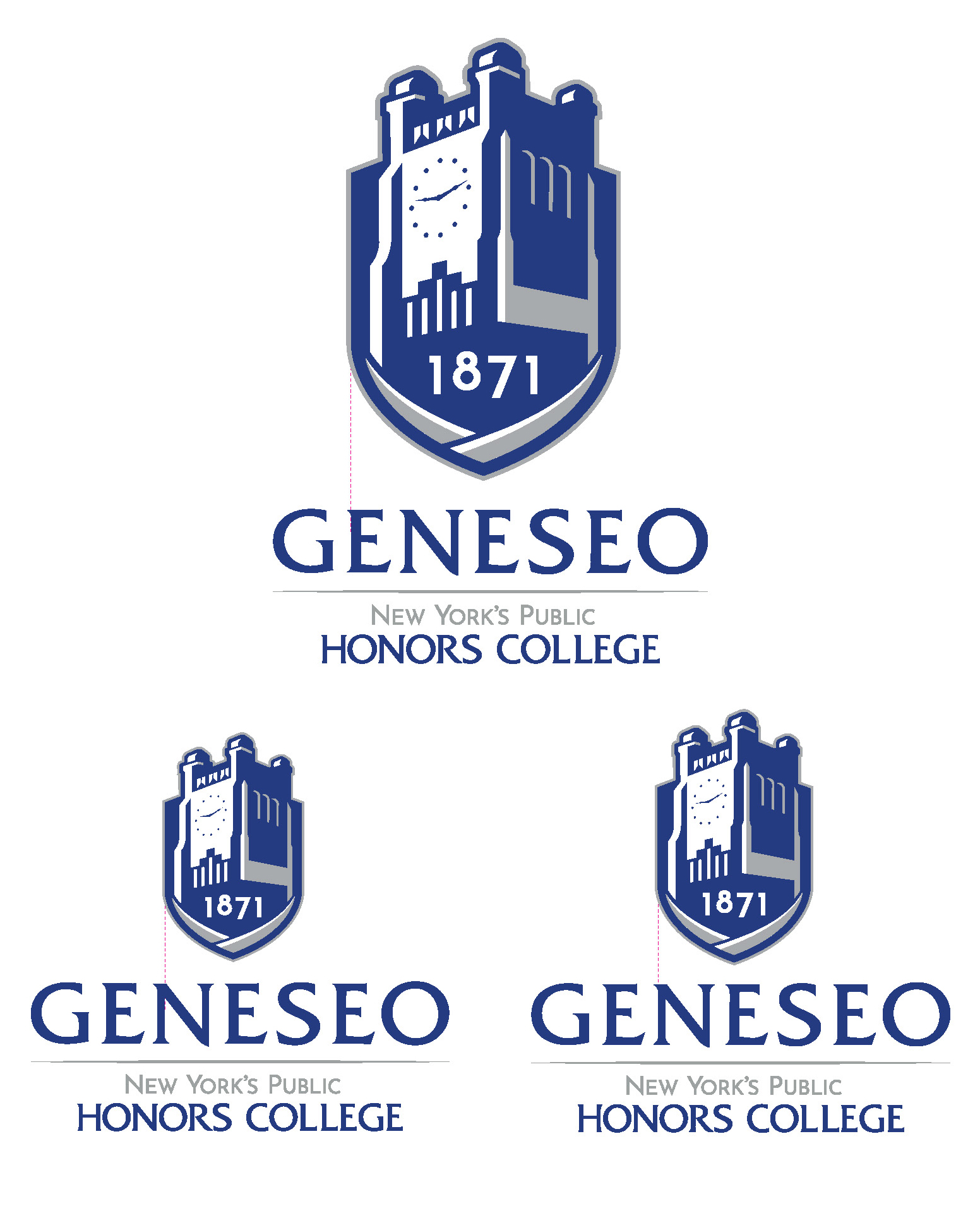 Various vertical logo lockups showing appropriate spacing of lettering