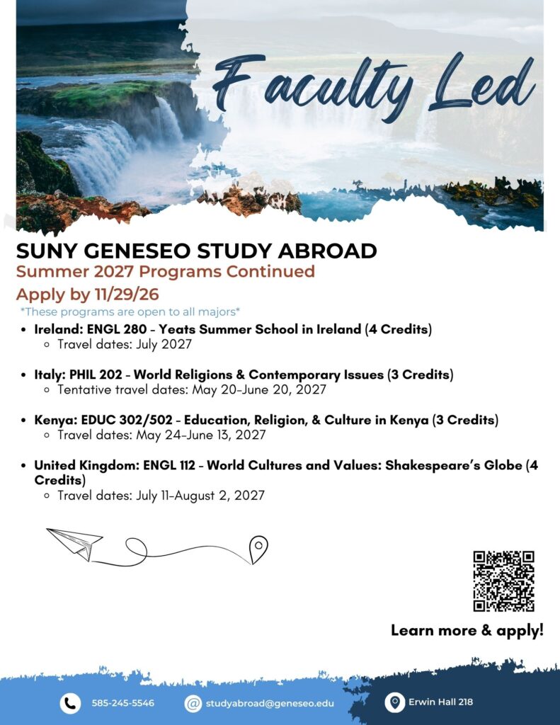 Faculty Led Study Abroad Programs AY 26-27