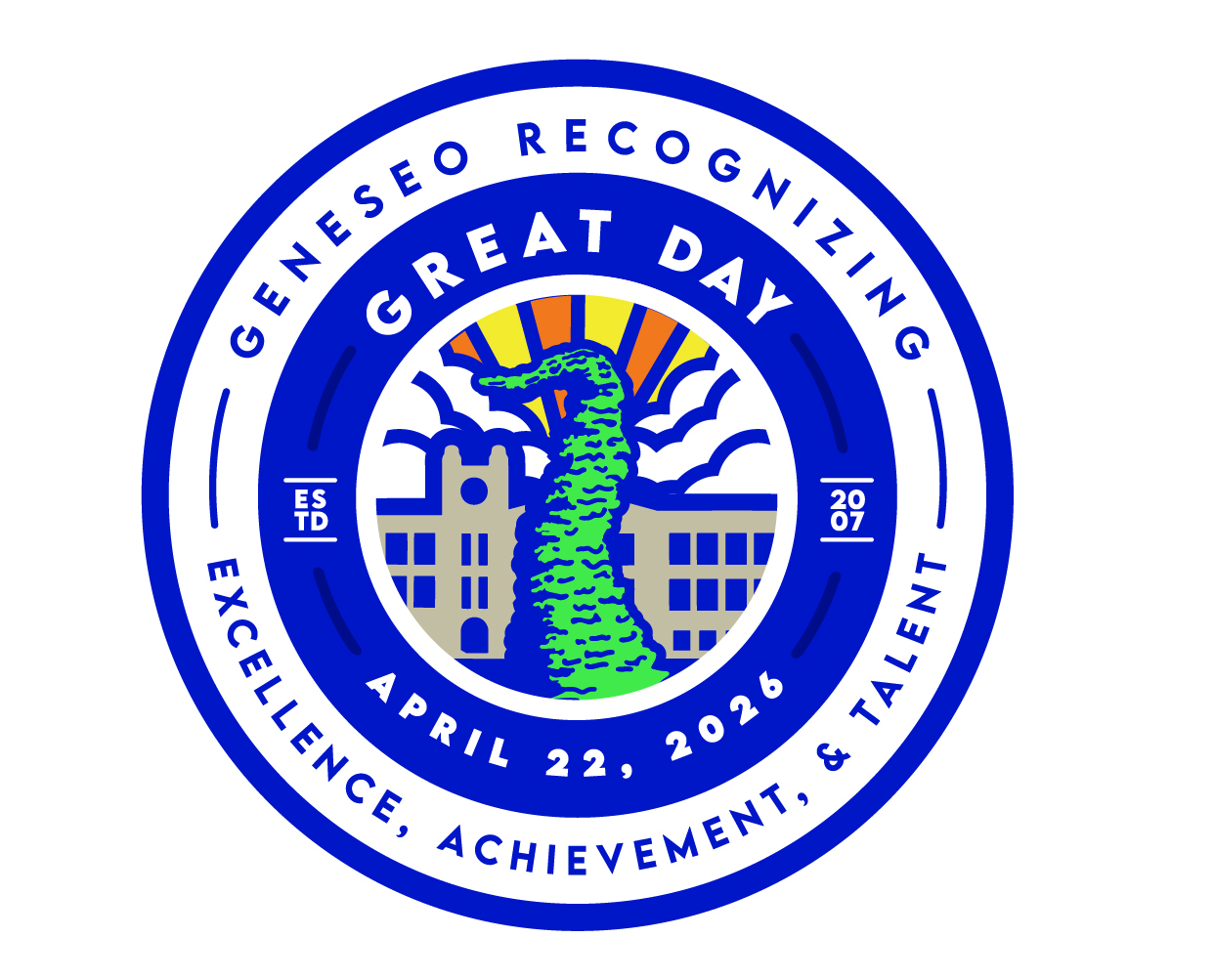 Circular logo of the Seuss Spruce at SUNY Geneseo