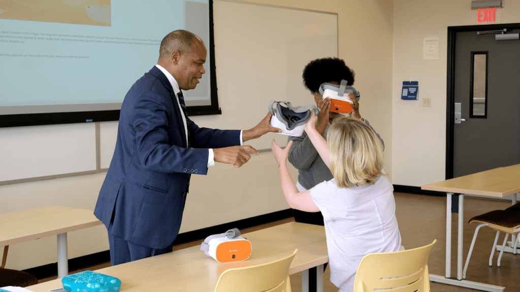 Virtual reality googles shared with participants