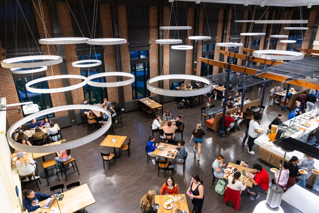 Overview from above of Red Jacket Dining Hall.