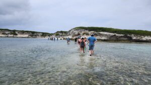 Students walk and observe the geology of San Salvador Island. (Photo provided)