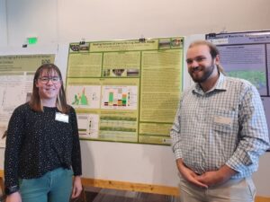 Emma Parker ('23) and Daniel Lemon ('24) presenting their poster at the Northeast Natural History Conference in 2024.