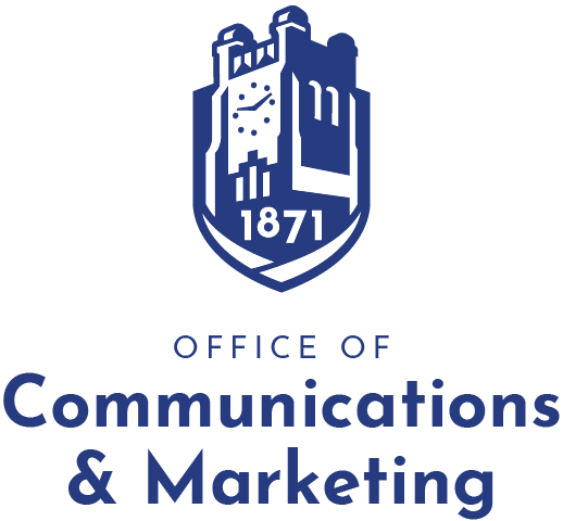 Alt-DepartmentLockup-Vert_onWhite_CommMark Alternate vertical Communications and Marketing logo lockup