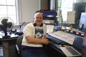 WGSU alumnus Chris D'Orso in the WGSU Studio at 2026 SUNY Geneseo Reunion