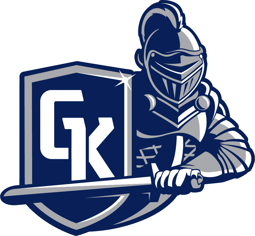 primary athletic logo with knight and shield two color