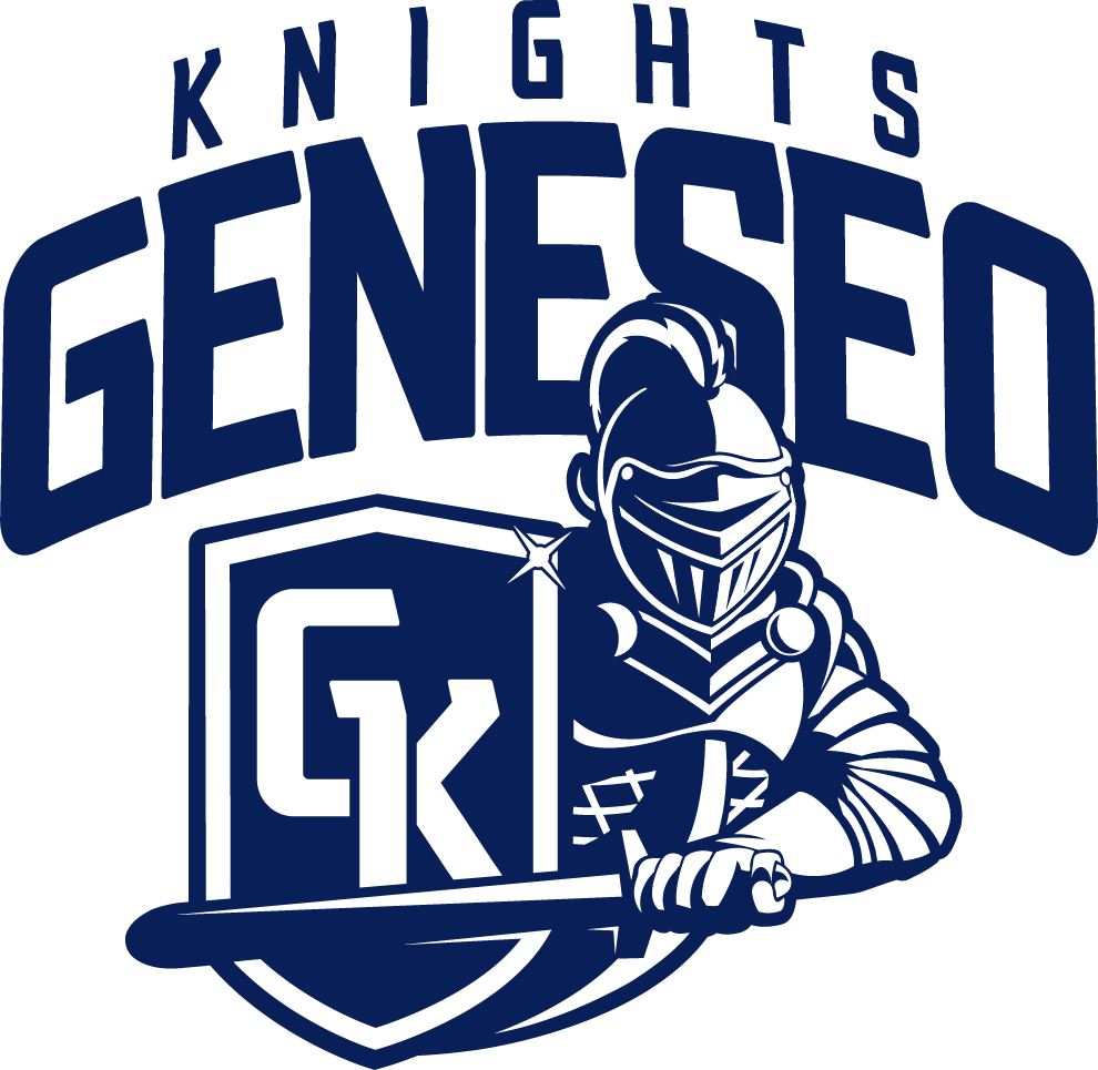 Primary_wGENESEO_KnightsAbove_1C Primary logo with Geneseo Knight wordmark one color