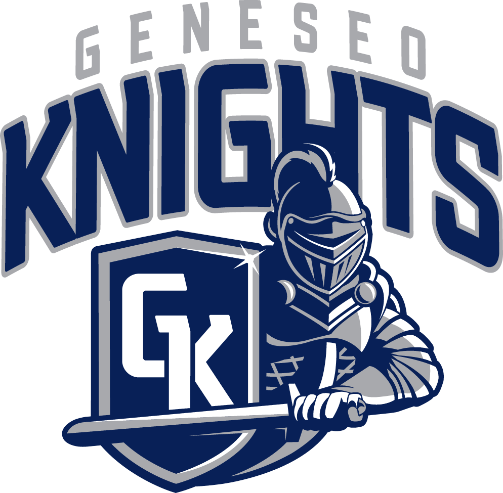Primary_wKNIGHTS_GeneseoAbove_2C Primary logo with Geneseo Knights wordmark two color