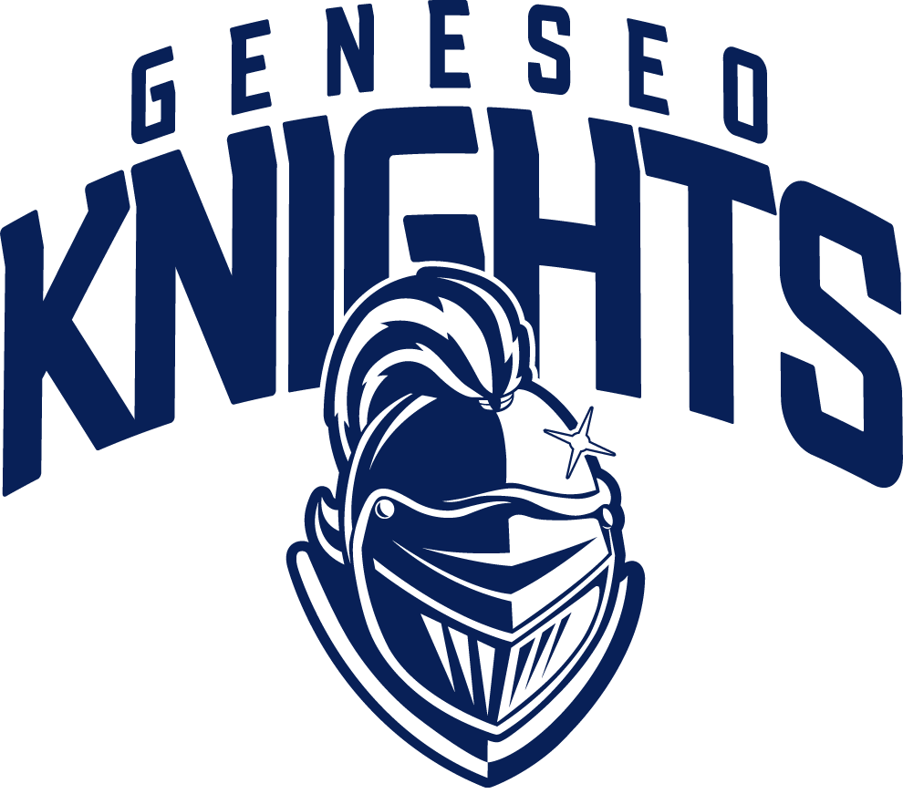 Secondary_wKNIGHTS_GeneseoAbove_1C Secondary logo with Geneseo Knights wordmark one color