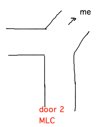 2nd door on right walking toward Fraser