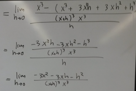 Derivation of derivative of 1/x^3