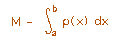 Mass equals integral from a to b of rho(x)
