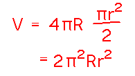 V = 2 pi^2 R r^2