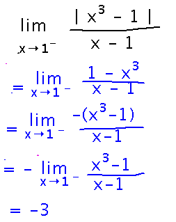 Limit from below simplifies to the negative of the limit from above, or -3