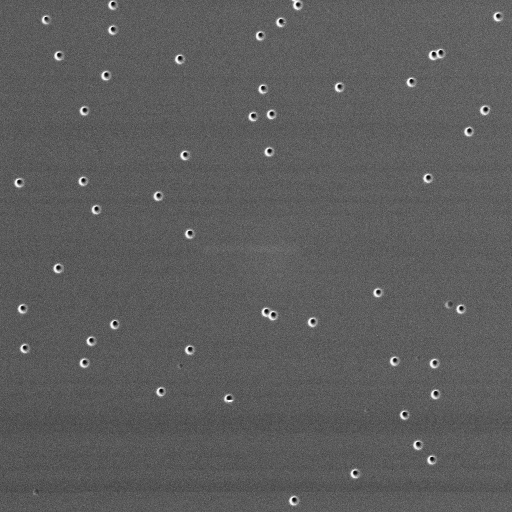 20 micron pits on CR-39, showing where alpha particles have left tracks